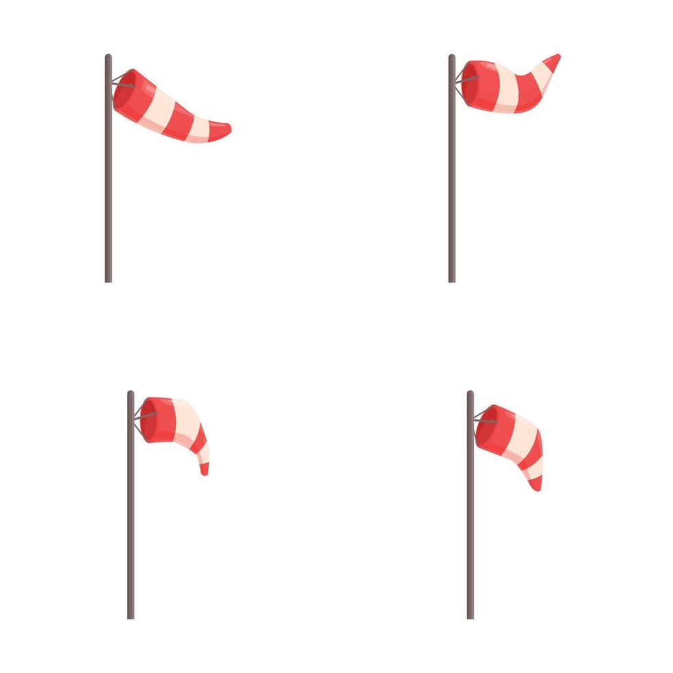 Windsocks indicating wind direction and speed vector