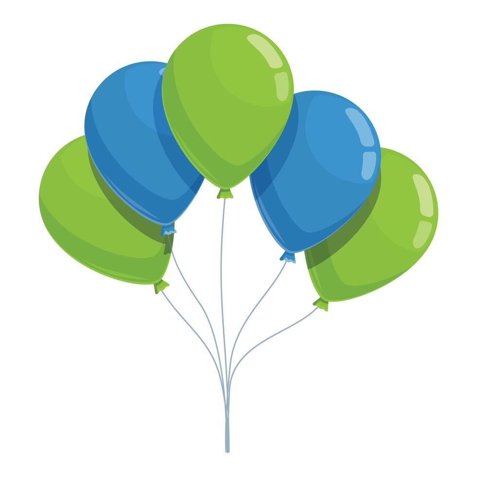 Green and blue balloons are floating on a white background, perfect for a birthday or party decoration vector