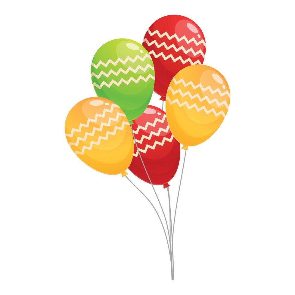 Five colorful balloons with chevron pattern floating on white background vector