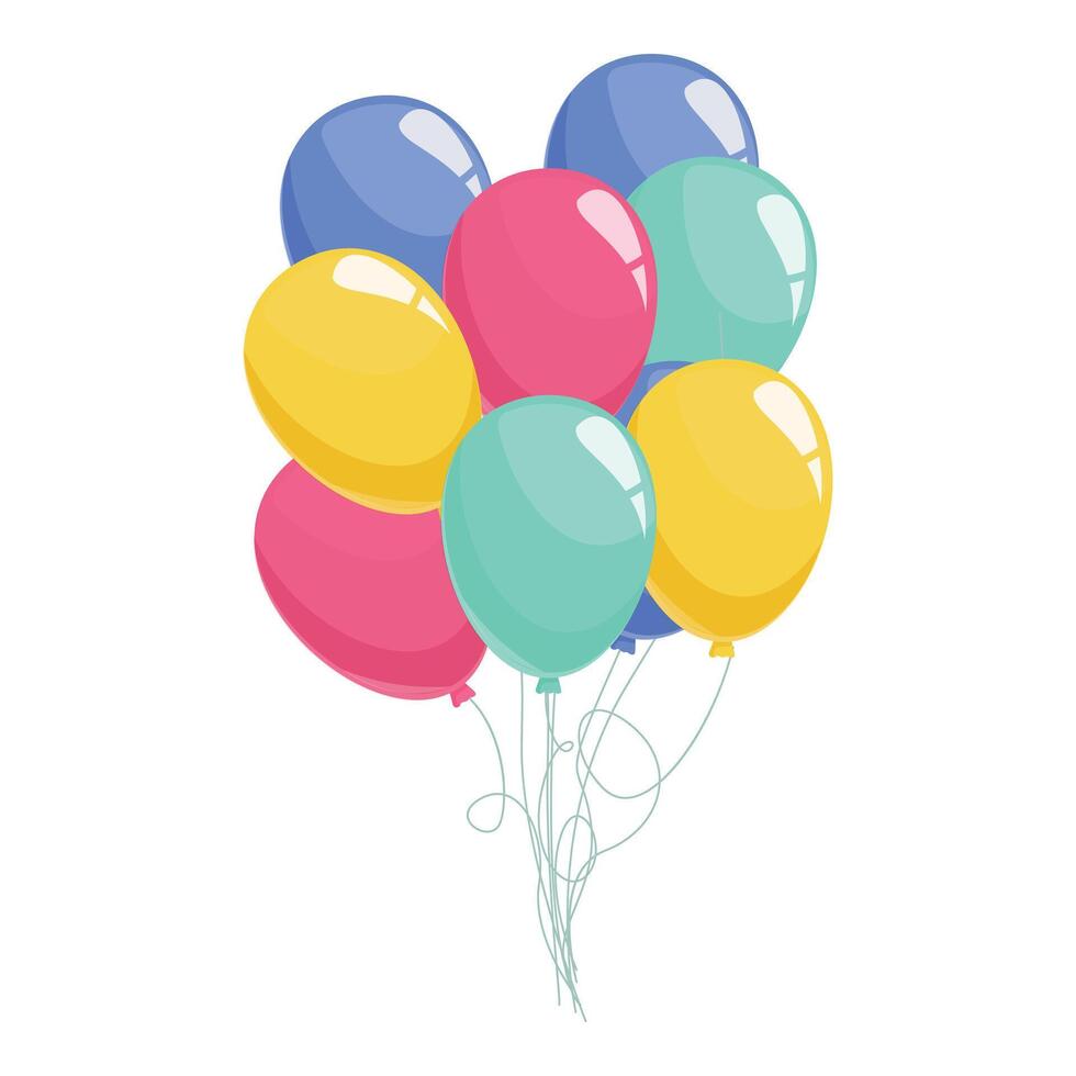 Bunch of colorful balloons floating with strings attached is perfect for a party vector