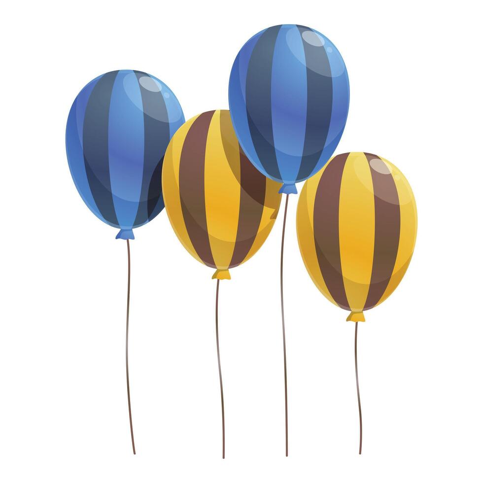 Four blue and yellow balloons floating on a white background vector