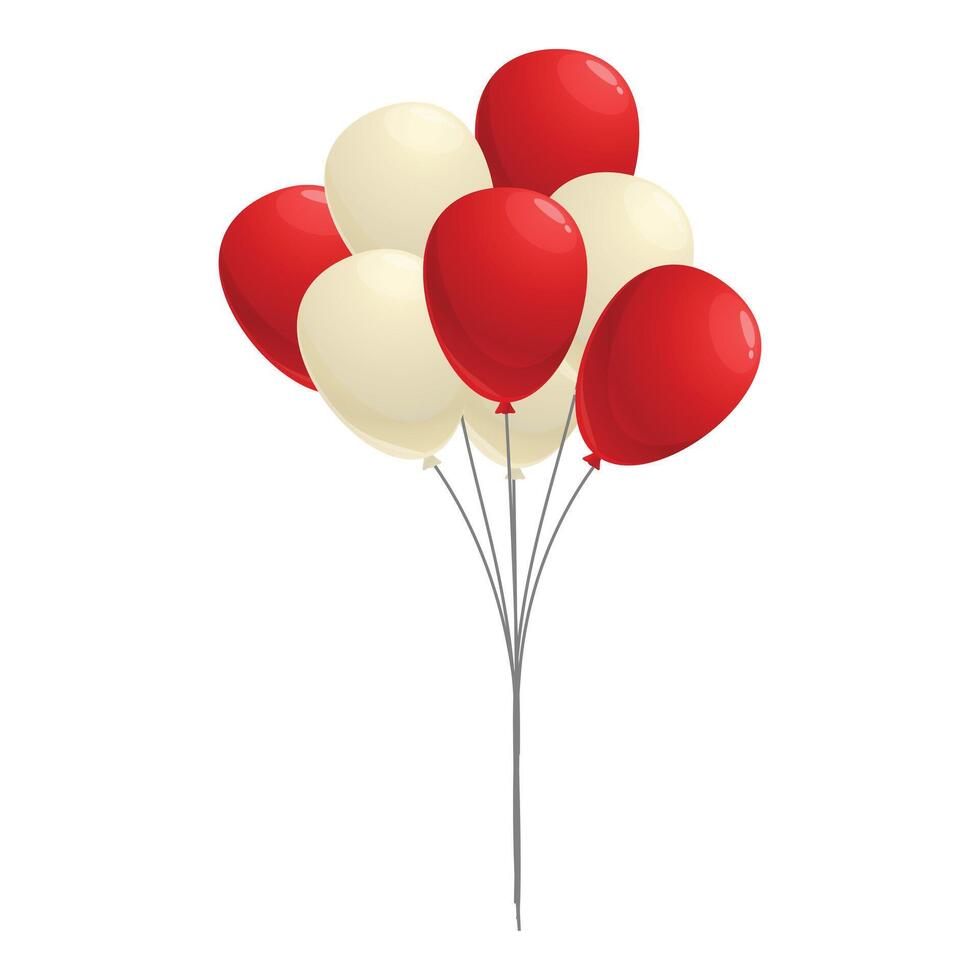Bunch of red and white balloons floating on white background vector