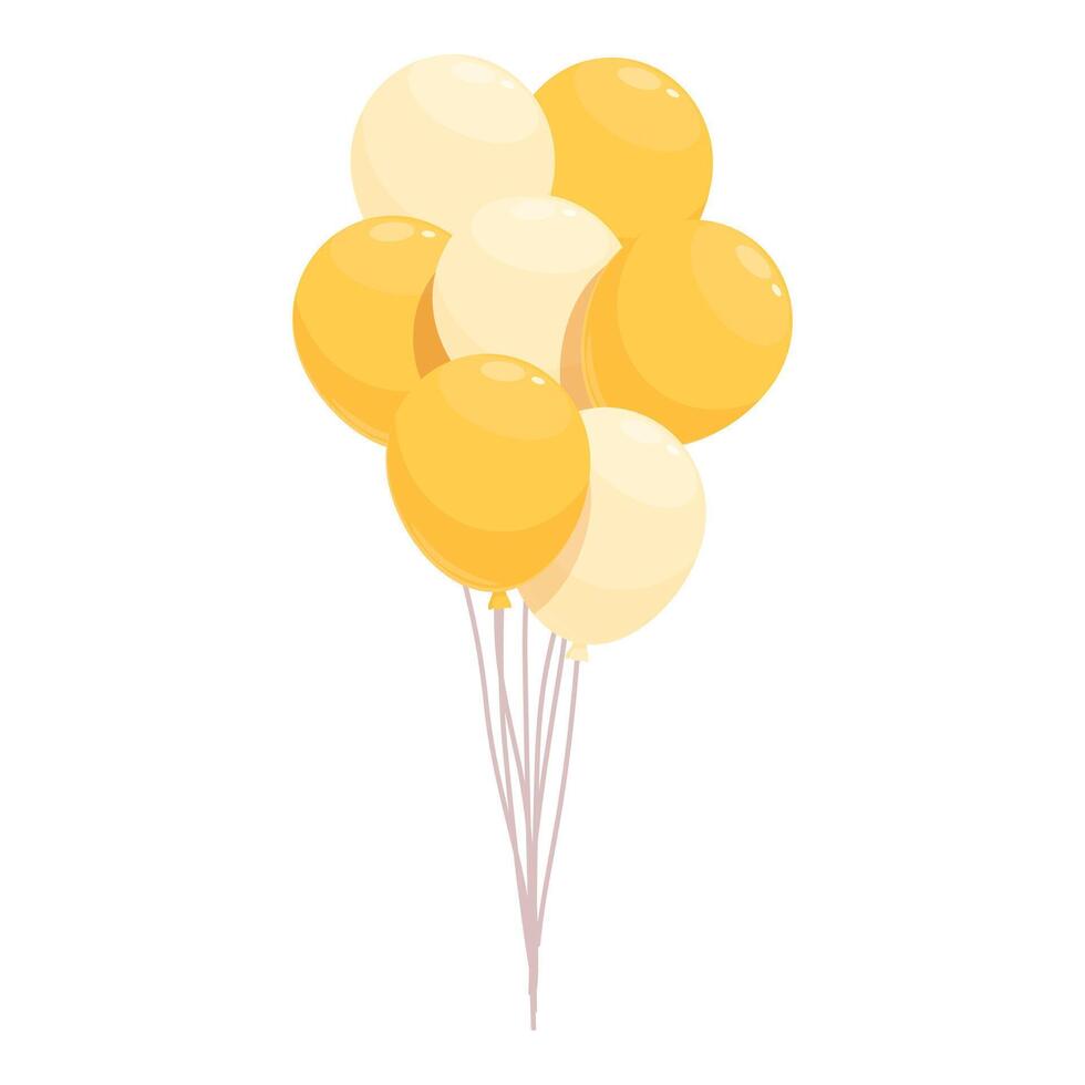 Bunch of yellow and white balloons floating on white background vector