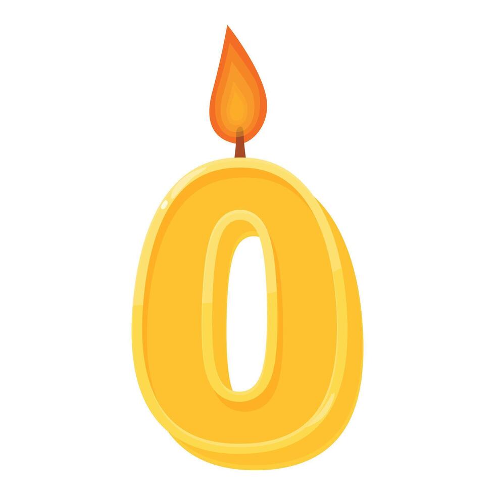 Burning zero number candle with flame for birthday cake representing the beginning of life vector
