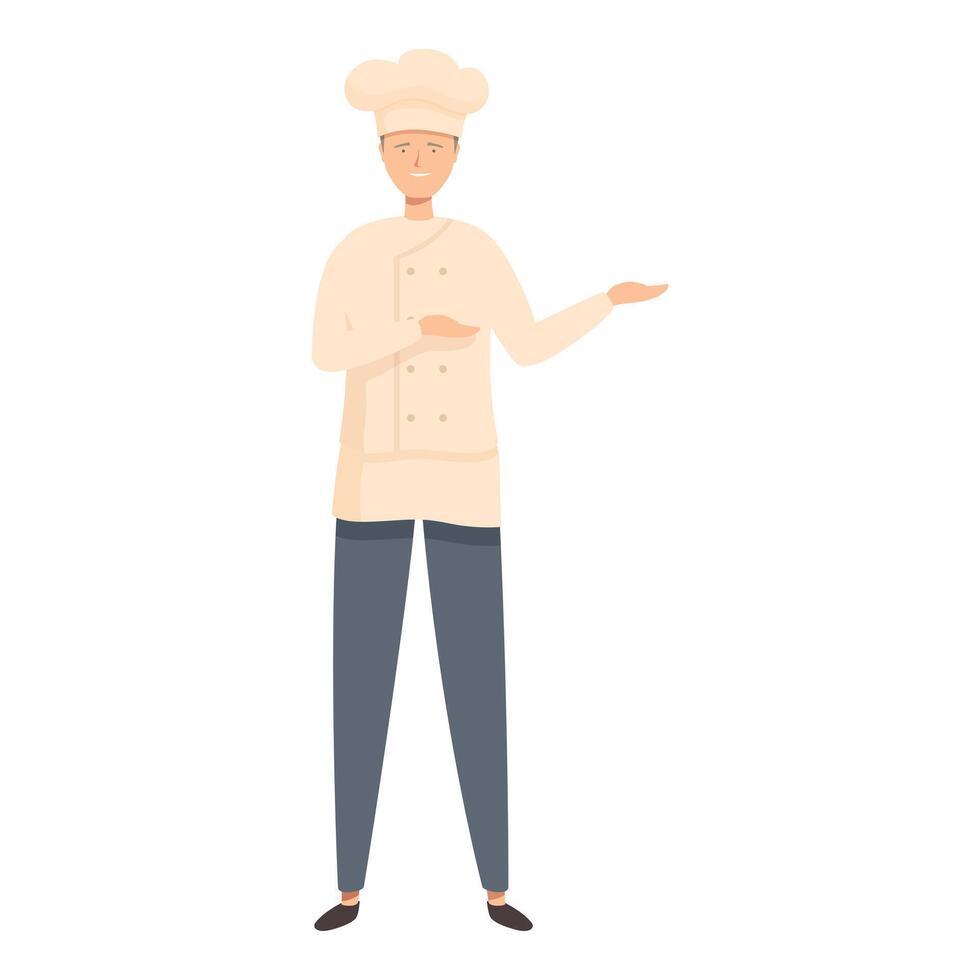 Smiling chef is welcoming you in his restaurant vector