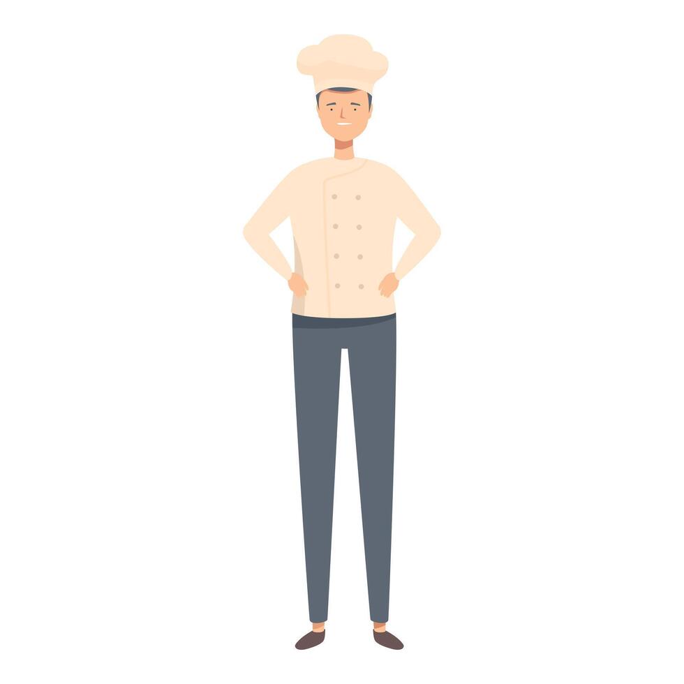 Cartoon chef is smiling while standing with his hands on his hips vector