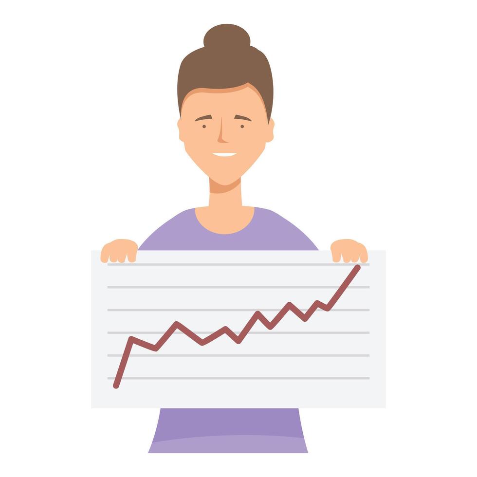 Businesswoman is holding a chart showing a positive trend vector
