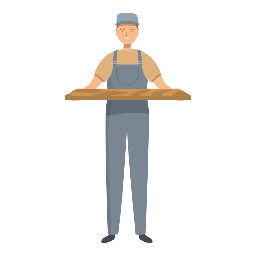 Construction worker carrying a large wood plank vector