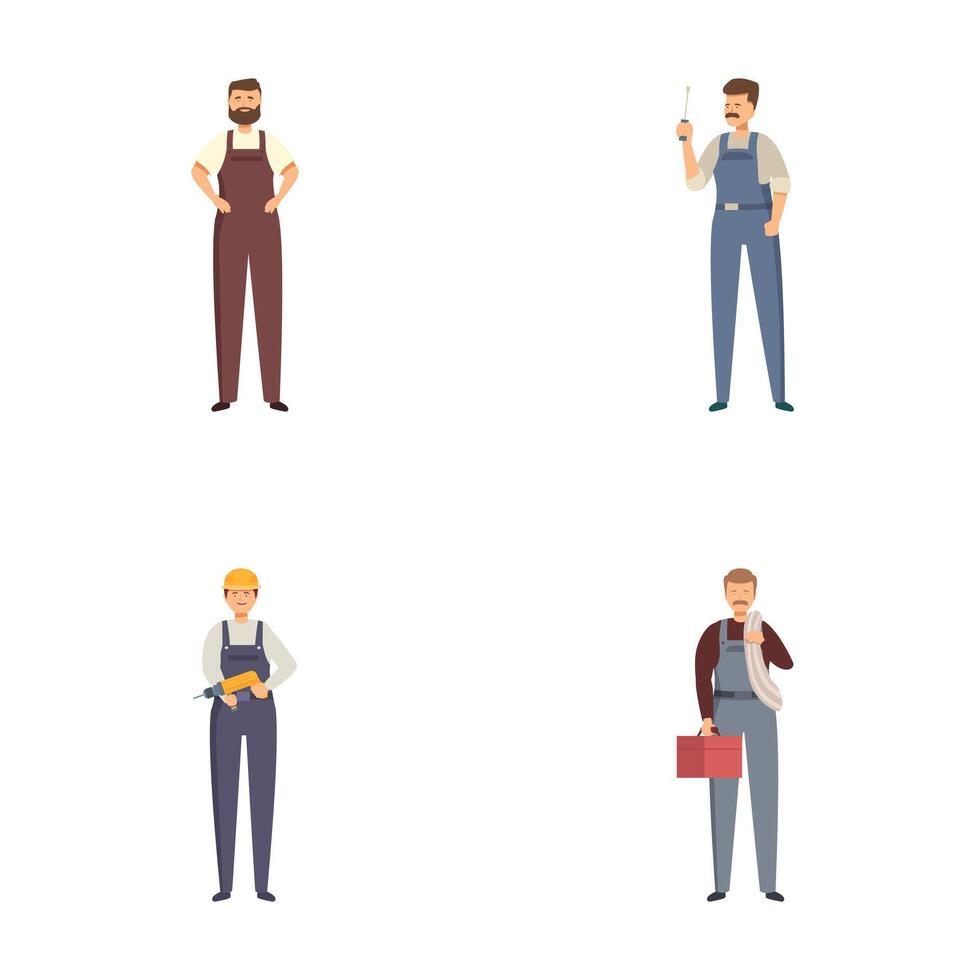 Set of illustrated professional men in various occupations vector