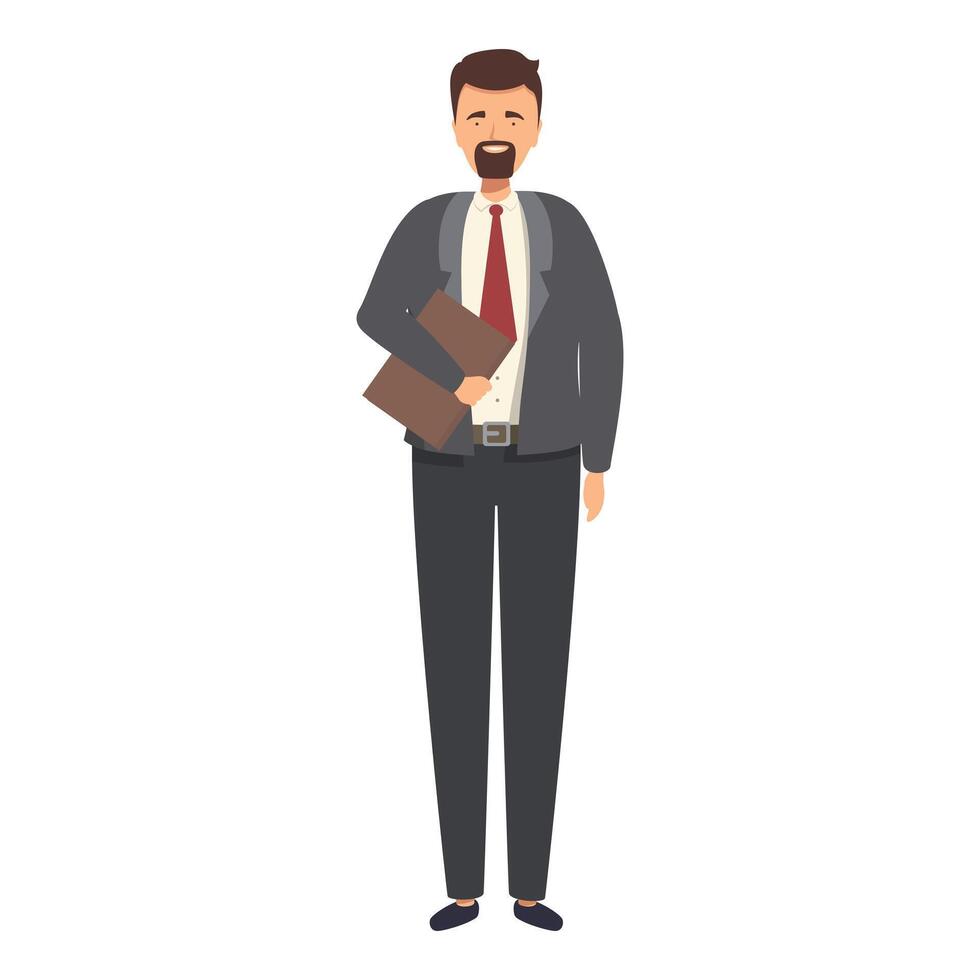 Businessman is smiling while holding a file folder vector