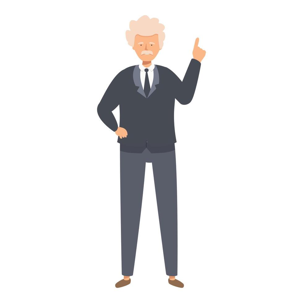 Albert einstein pointing up with index finger having an idea vector