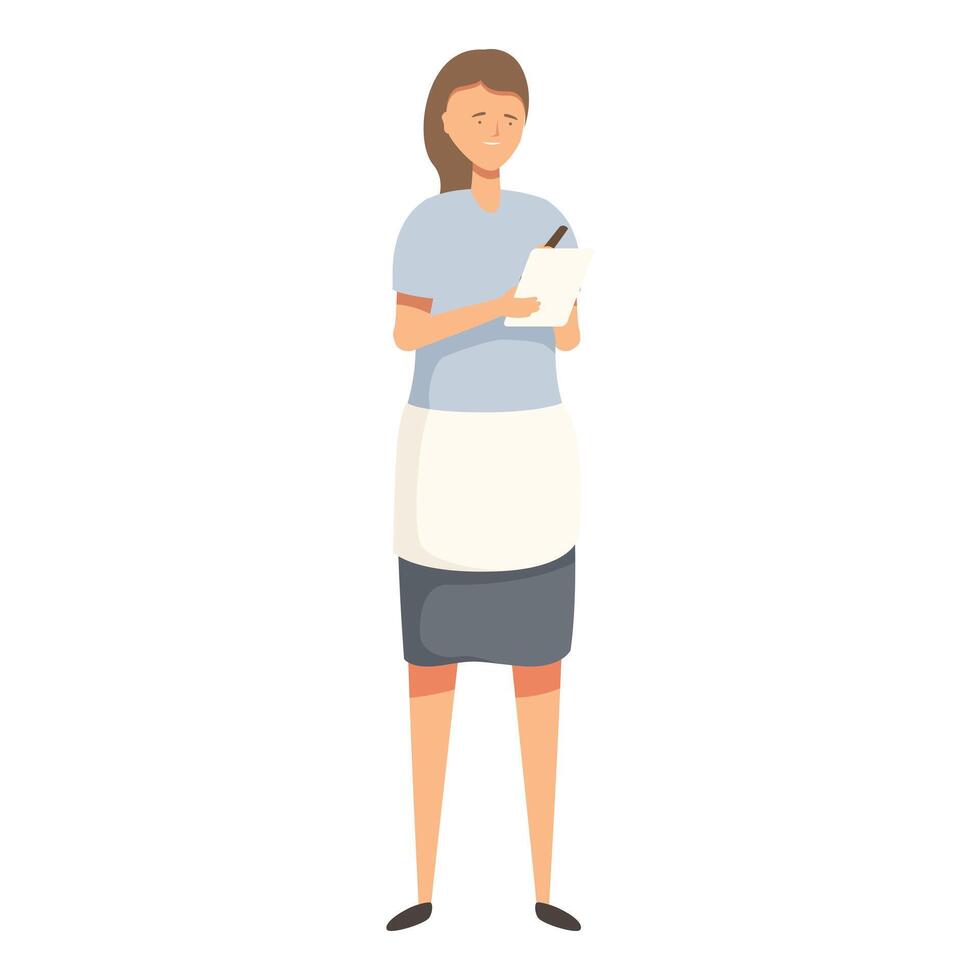 Young waitress is smiling while taking an order vector