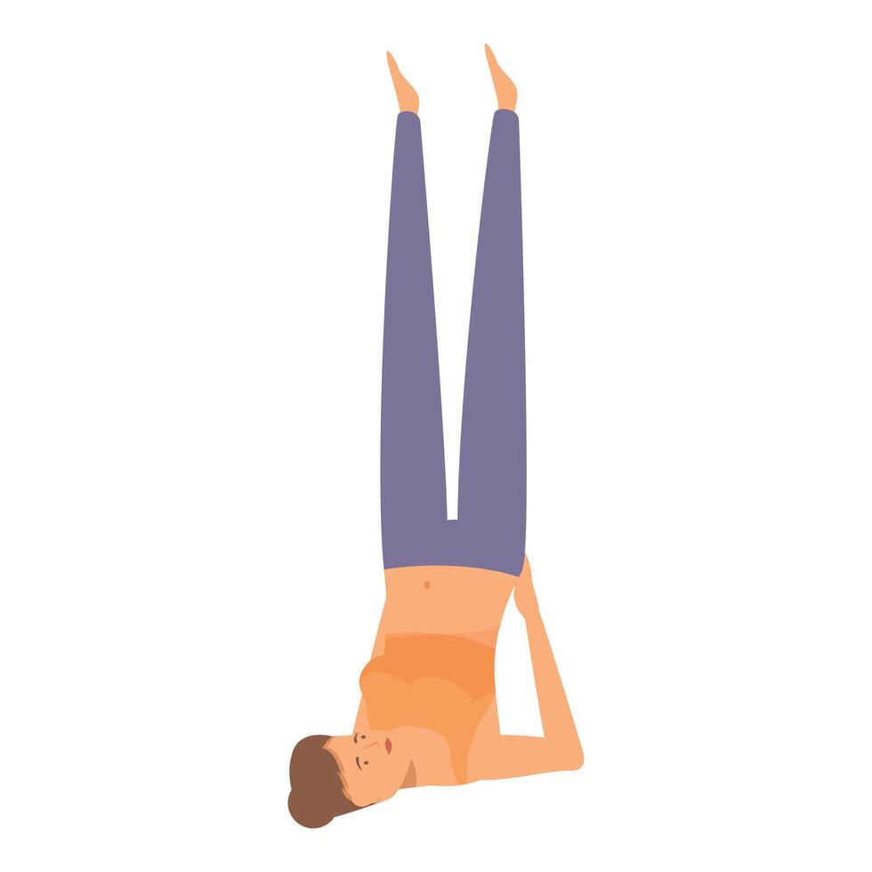 Young woman practicing yoga in shoulder stand pose vector