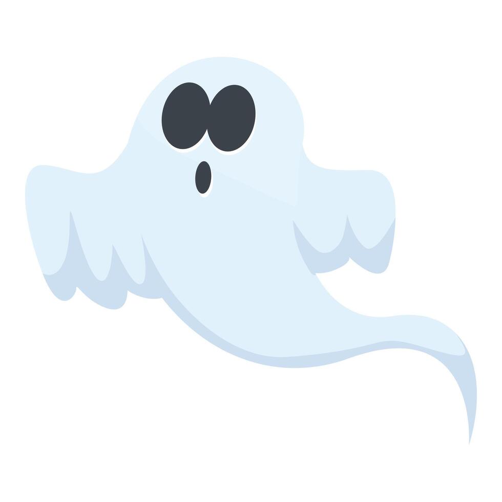 Cute ghost floating with mouth open wide and big eyes vector