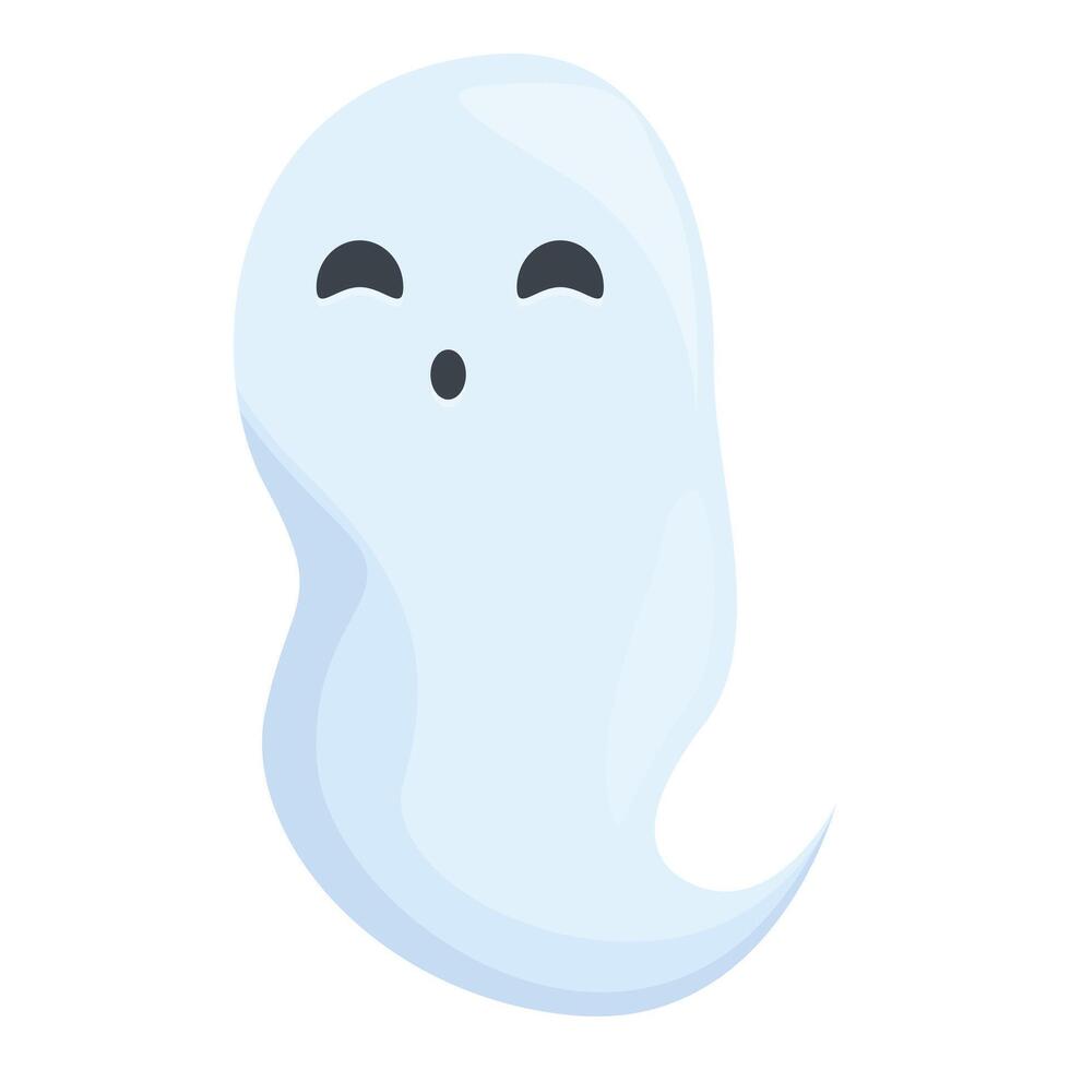 Cute blue ghost floating with surprised expression for halloween celebration vector