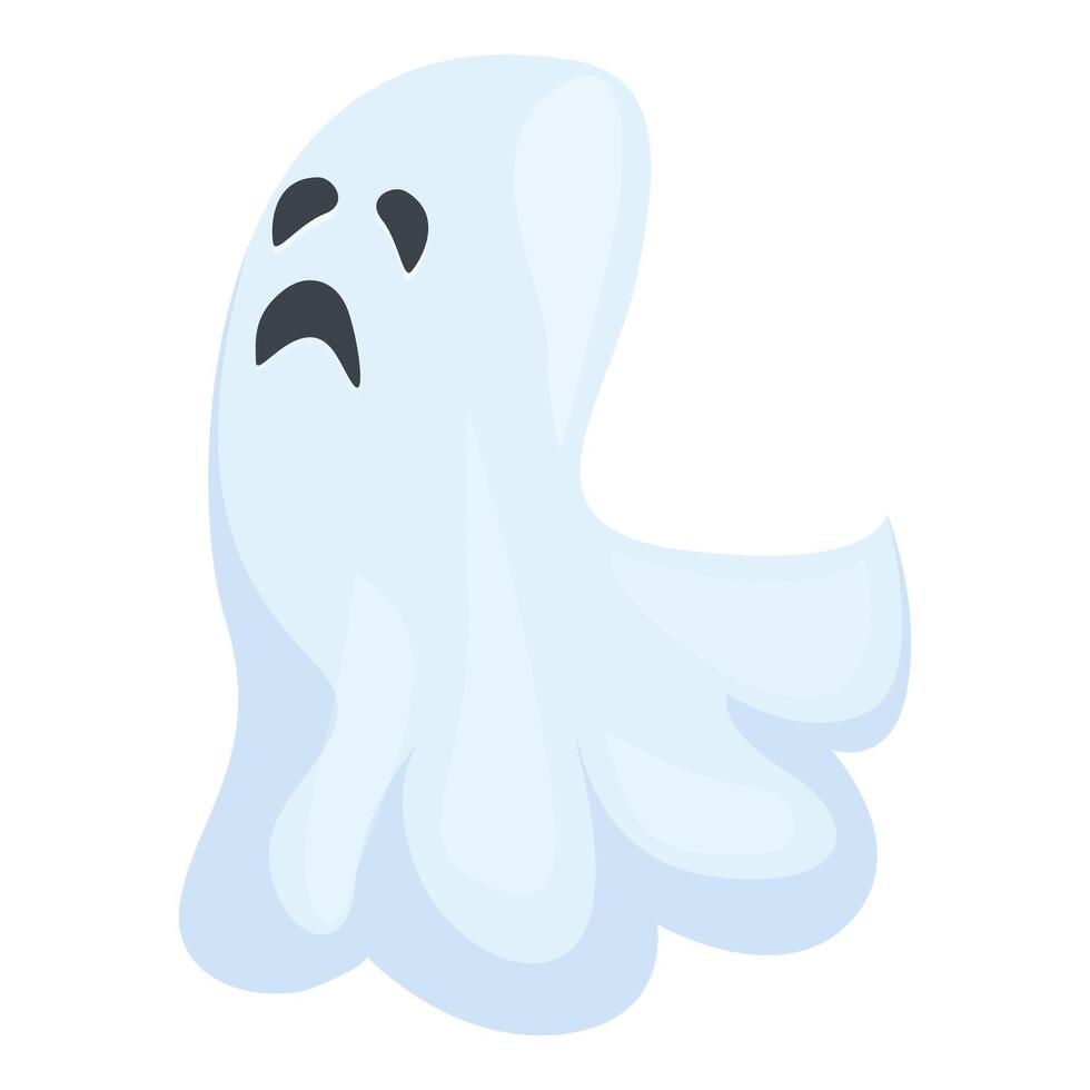 Sad blue ghost floating with black eyes and mouth open vector