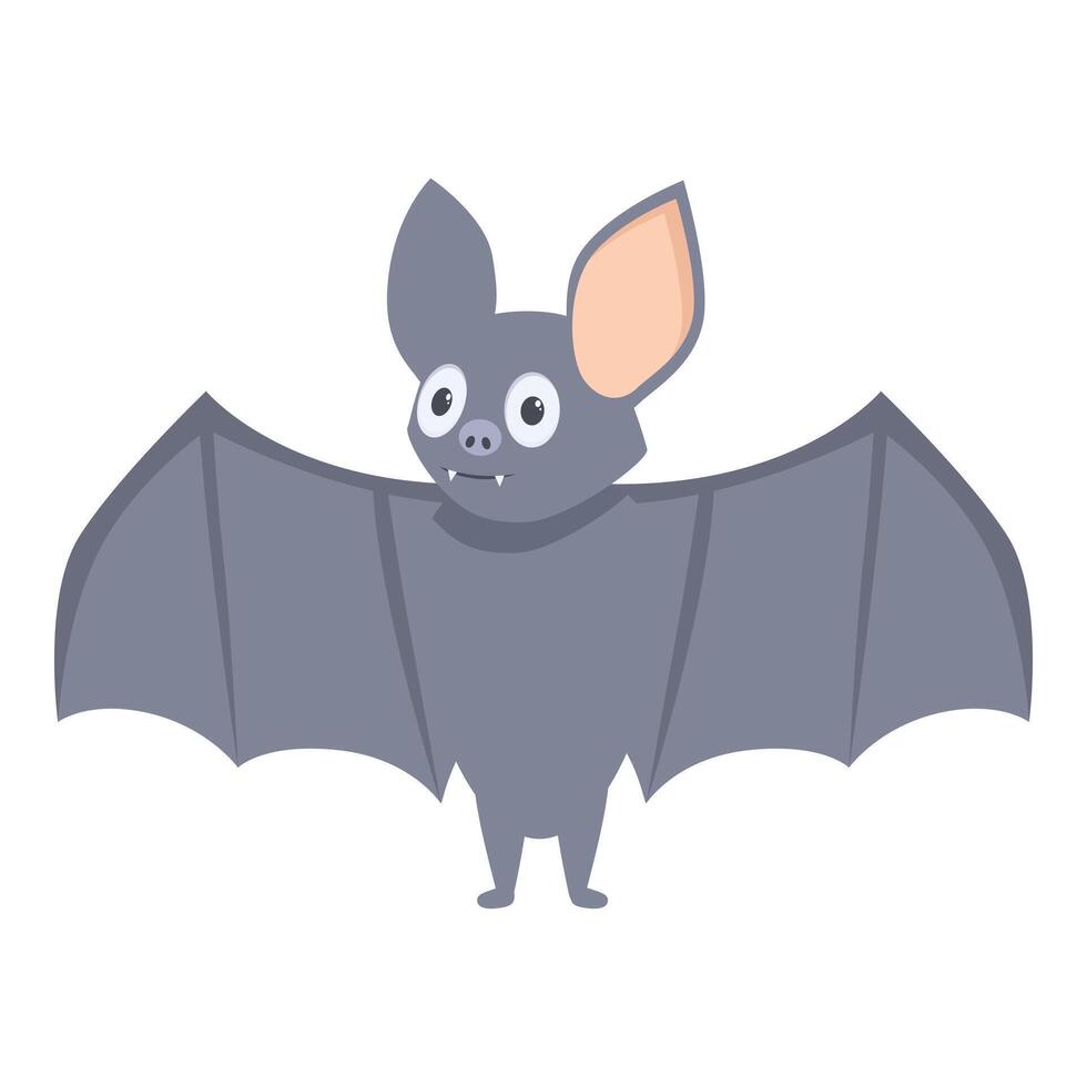 Happy grey bat spreading his wings on white background vector