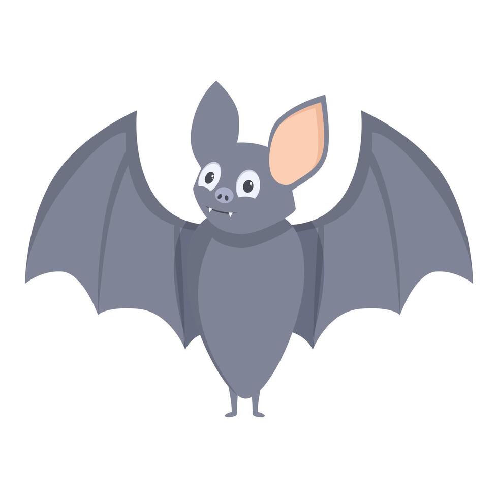 Cute grey bat smiling and showing its big wings vector