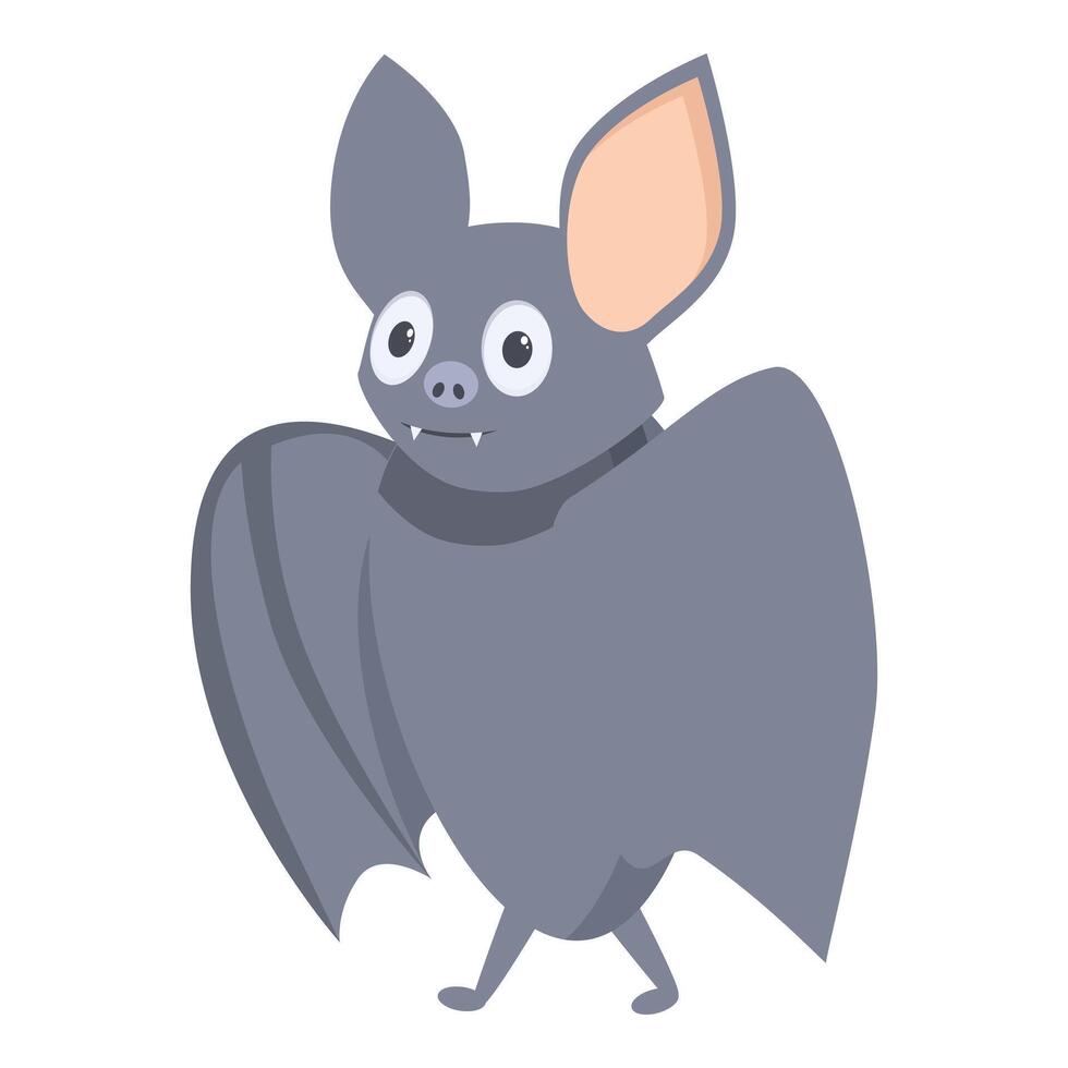 Happy grey bat standing and showing its wings vector