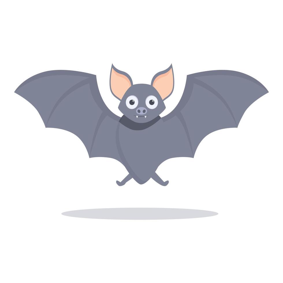 Cartoon bat with big eyes is flapping its wings vector