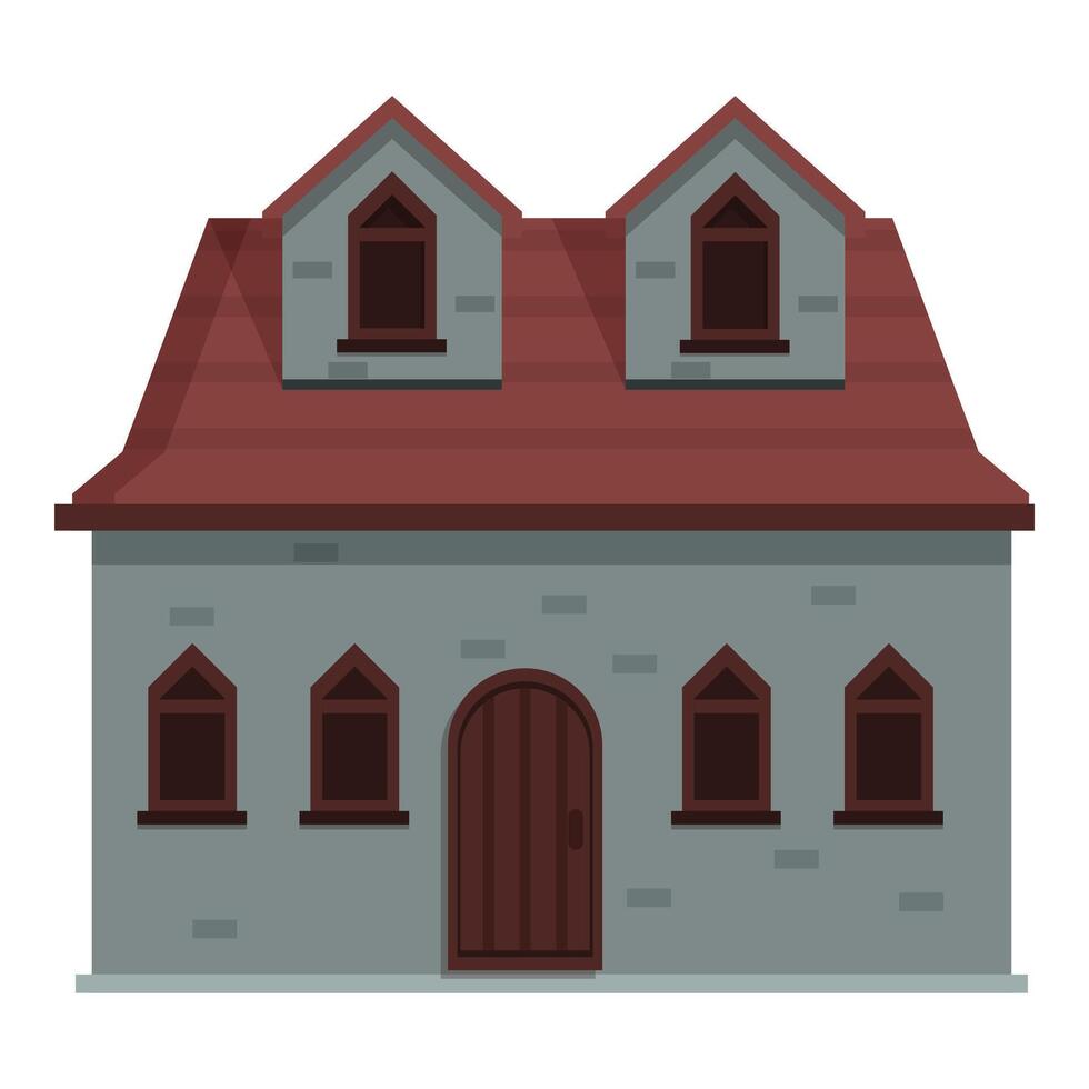 Classic european style house with a tiled roof and dormer windows vector