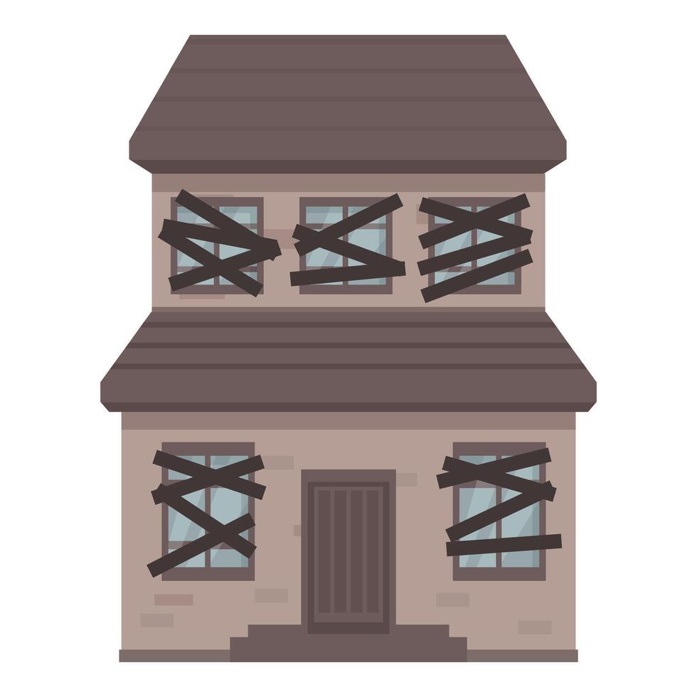 Boarded up two story home illustrating urban decay vector