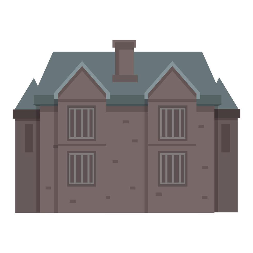 Large brick house with grey roof and many windows is being constructed vector