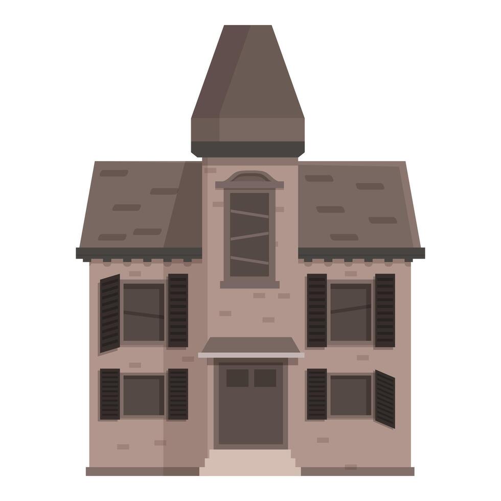 Old abandoned brick house with boarded up windows is falling into disrepair vector