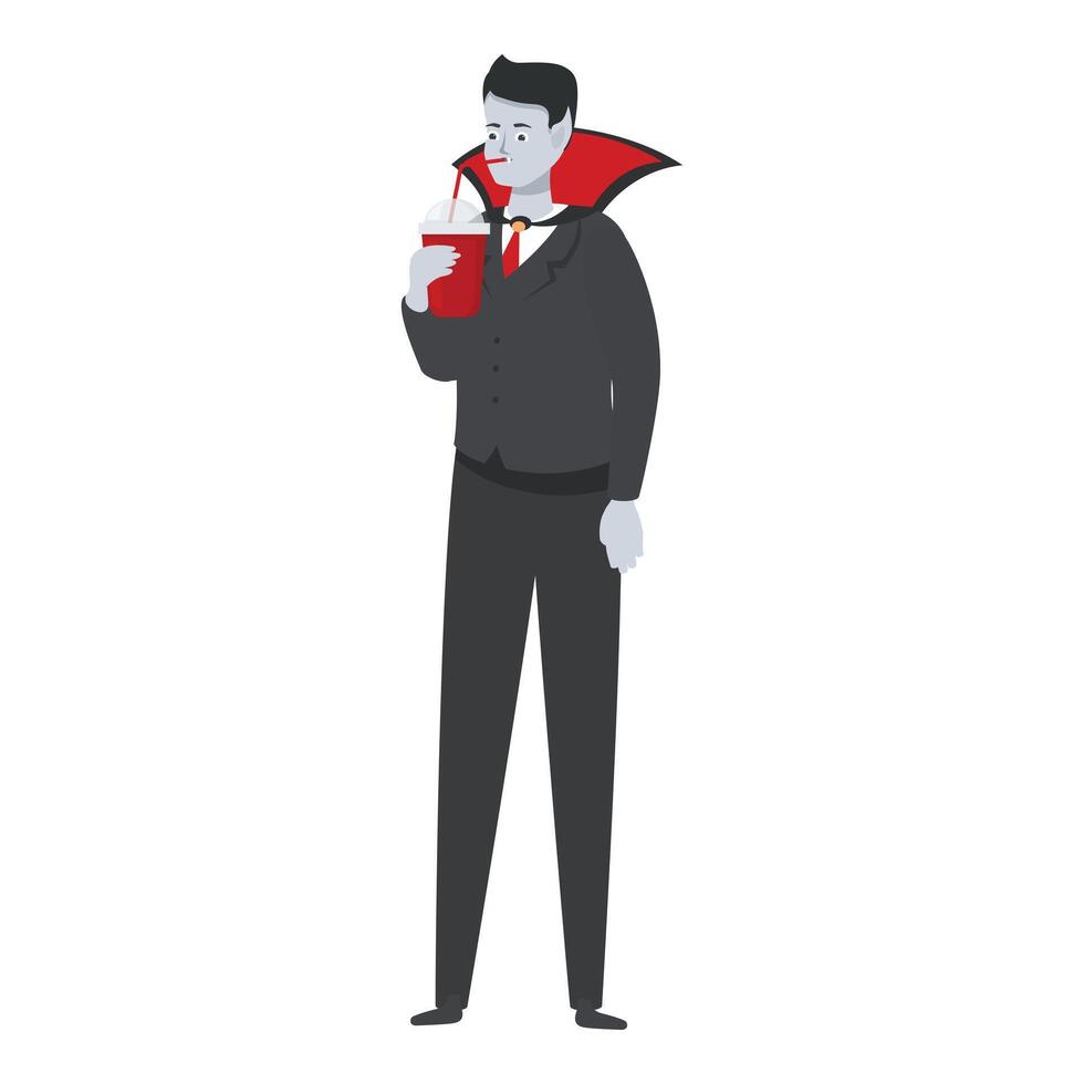 Elegant vampire businessman enjoying red cocktail drink vector