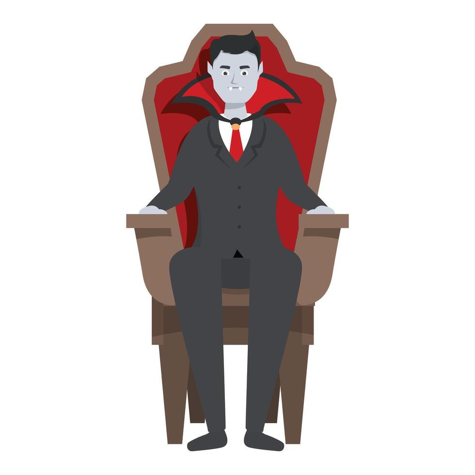 Spooky vampire businessman sitting on throne illustration vector