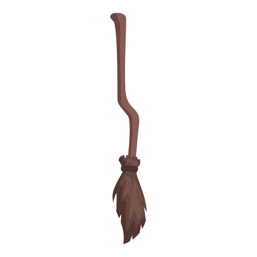 Old worn broom is hanging with twine tied around the bristles vector