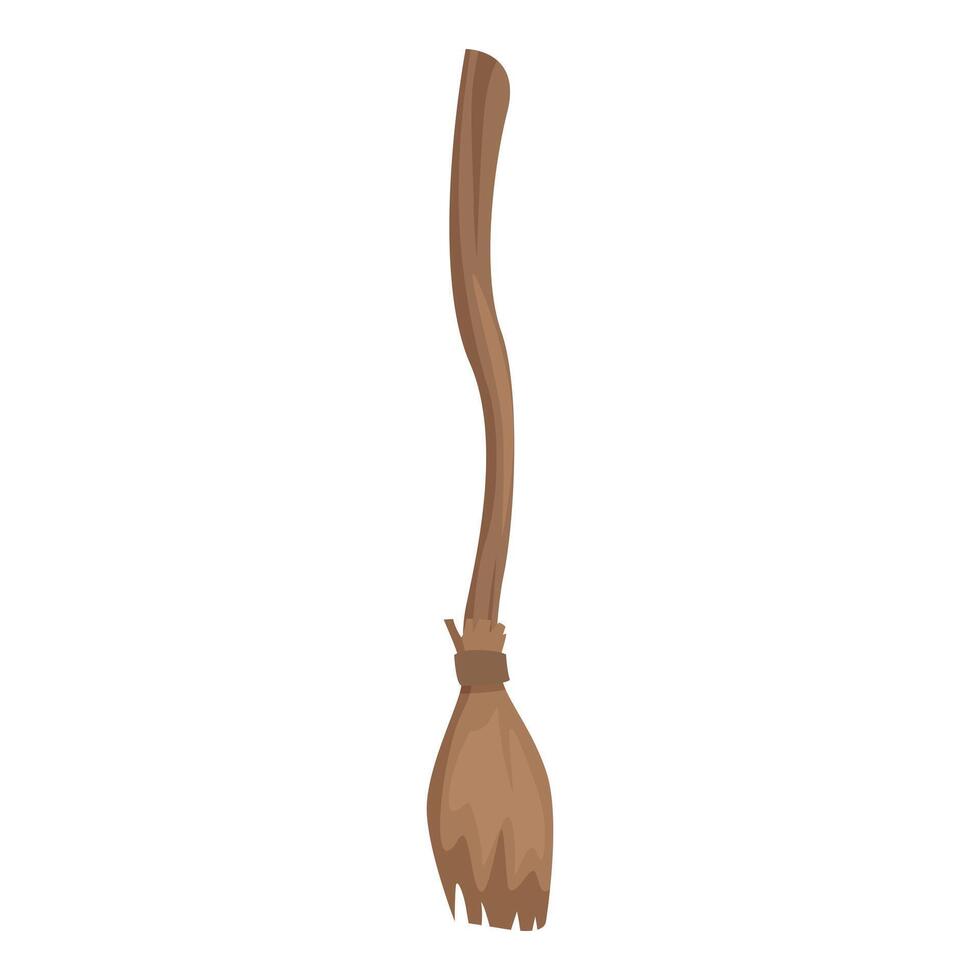 Cartoon style illustration of a crooked witch broom for halloween party decoration vector