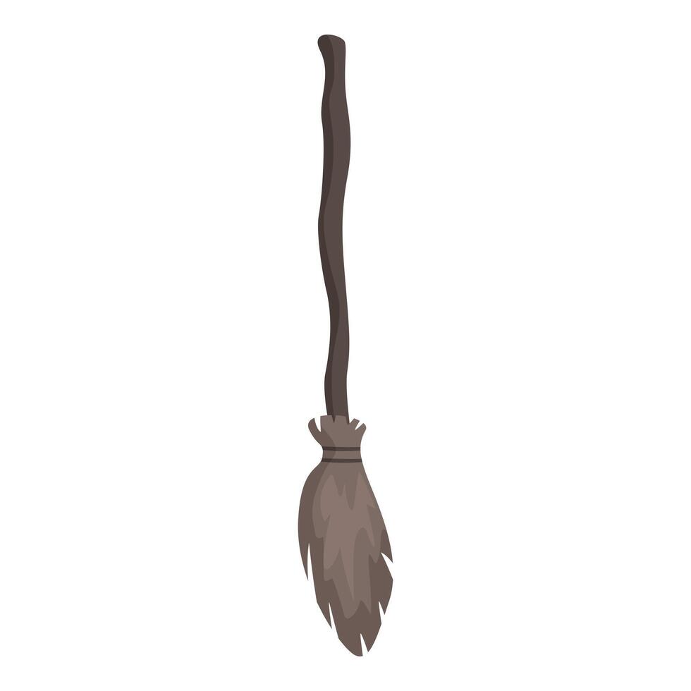 Classic witches broom hanging isolated on white background for halloween celebration vector