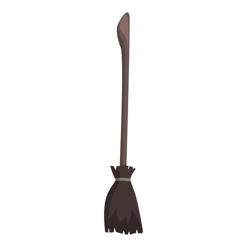 Classic witch broom standing up, perfect for halloween projects vector