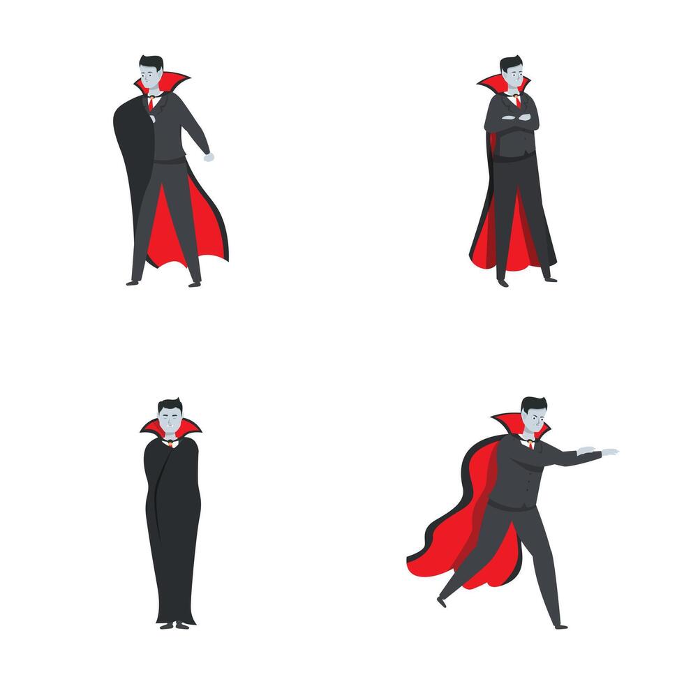 Diverse set of vampire characters in various poses vector
