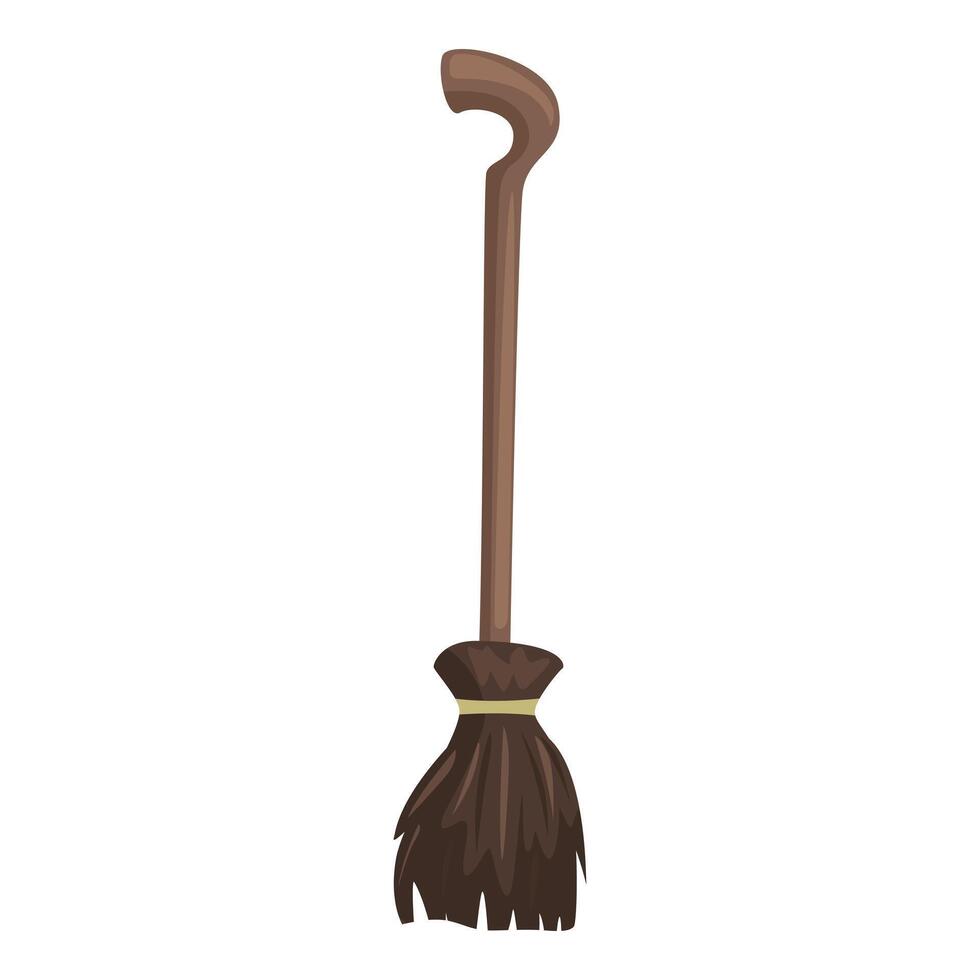 Cartoon drawing of a witch broom isolated on a white background vector