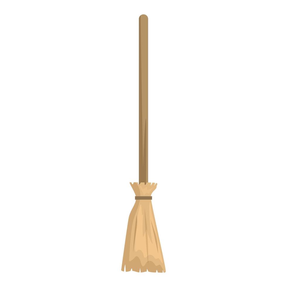 Classic witch broom standing upright against white background vector