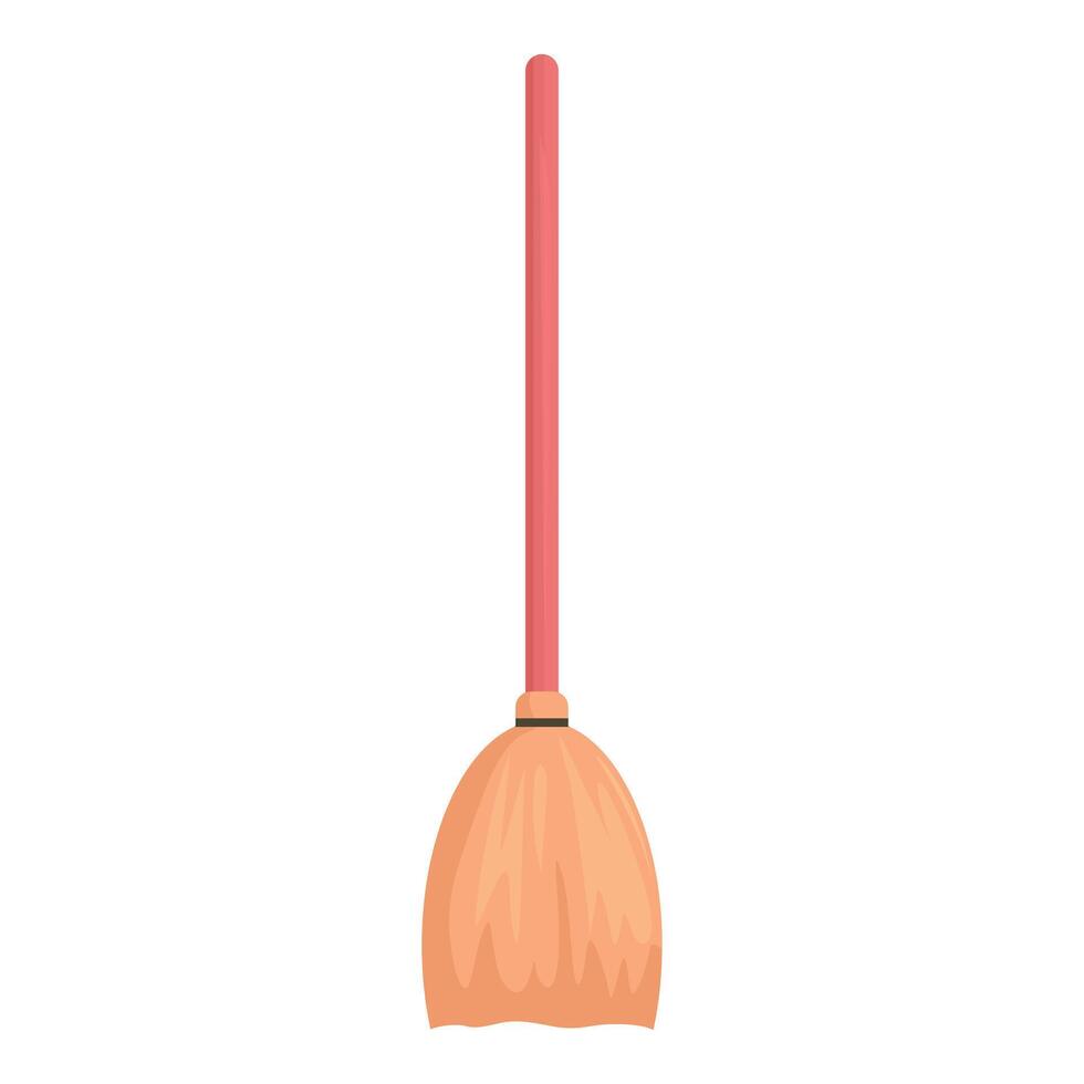Classic witch broom standing up with wooden handle for halloween celebration vector