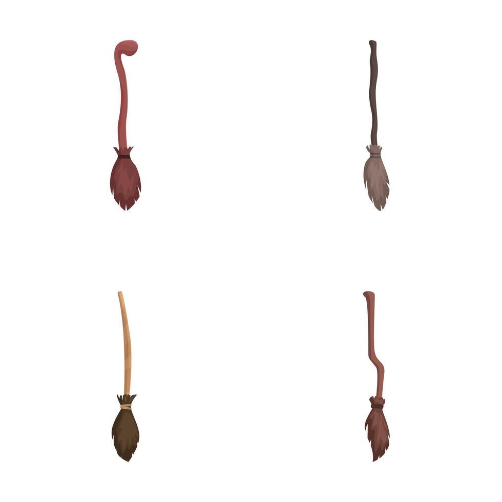 Set of cartoon witch broomsticks vector