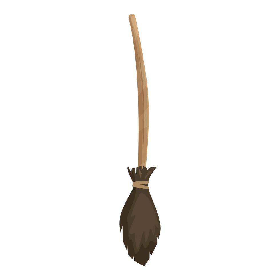 Old traditional witch broomstick with wooden handle and twigs isolated on white background vector