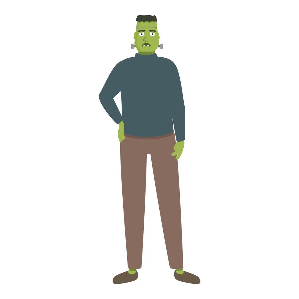 Frankenstein's monster standing with hand in pocket wearing casual clothing vector