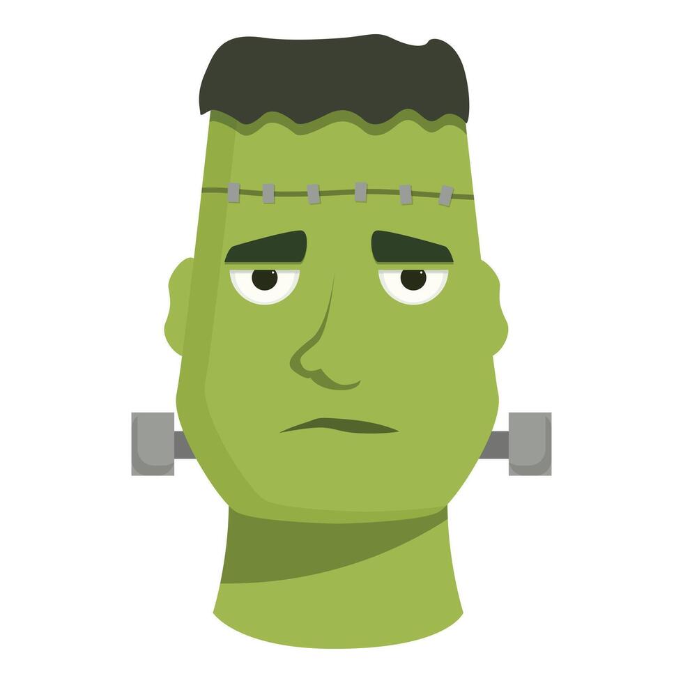 Sad green frankenstein monster is looking bored vector