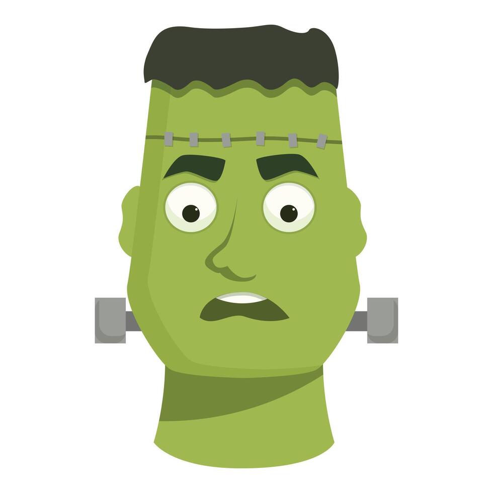 Green frankenstein monster looking surprised with open mouth vector