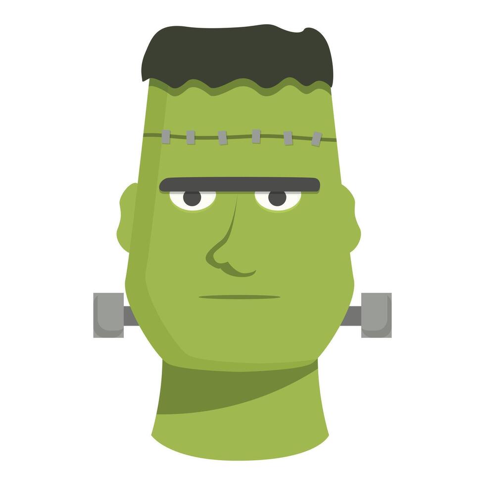 Green frankenstein monster with bolts and stitches looking stern vector