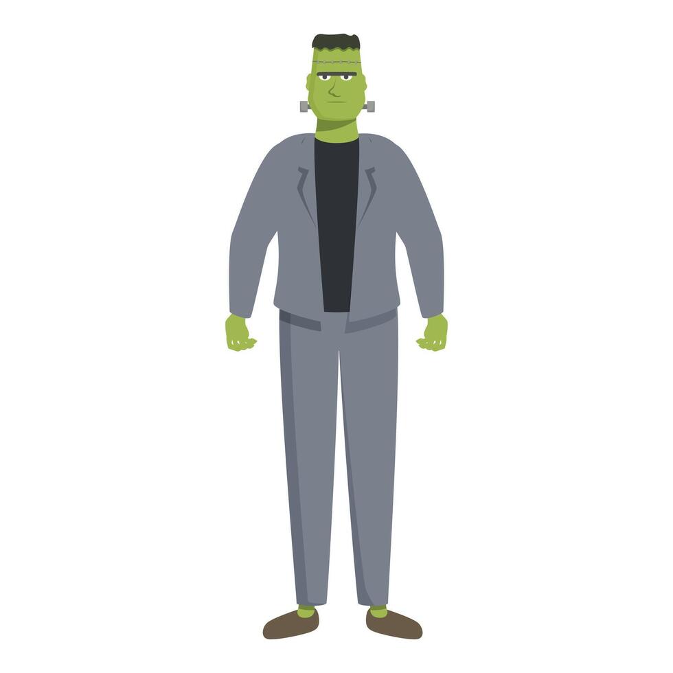 Green frankenstein monster wearing a suit standing up character design vector