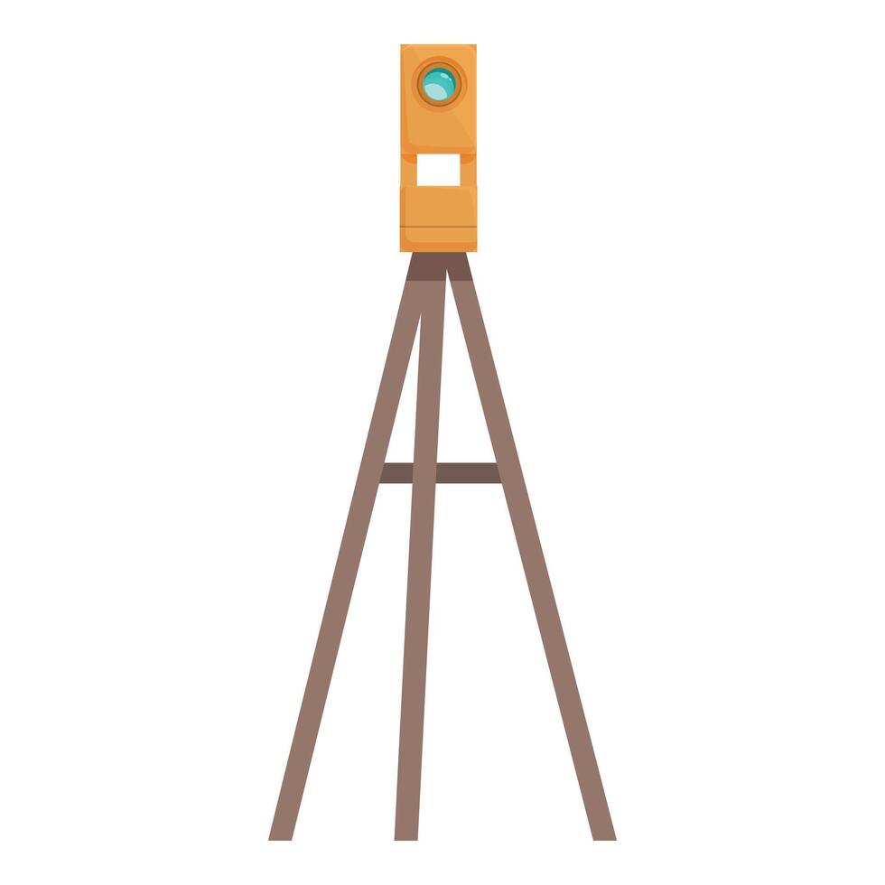 Theodolite standing on tripod is measuring land surveying and cartography vector