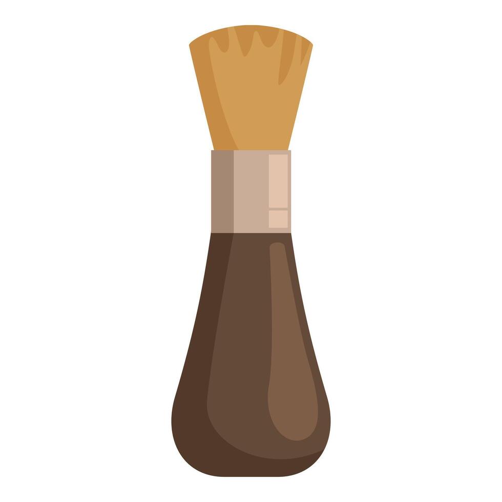 Brown shaving brush for applying shaving cream to face vector