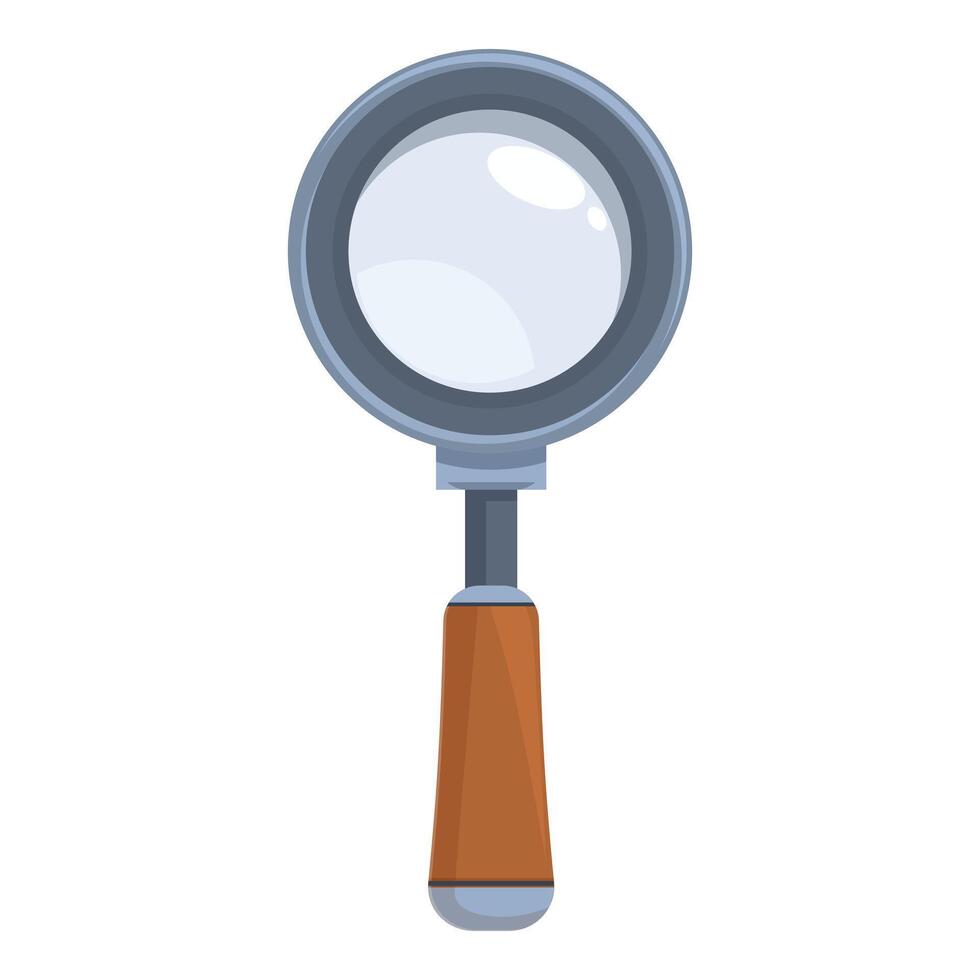 Classic magnifying glass with wooden handle for searching and discovering vector