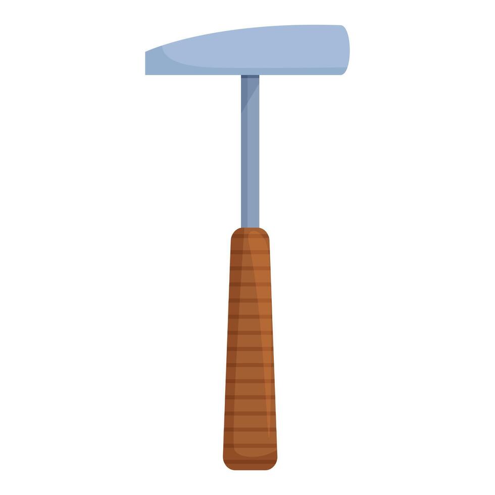 Metal hammer with wooden handle standing vertically on white background vector