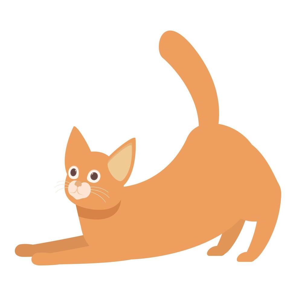 Ginger cat stretching its back and looking up with curiosity vector